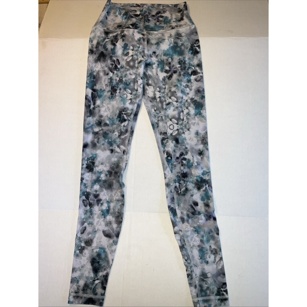 Lululemon Women Align HR Pant 28” LW5DM9S KLFO White/Teal/Gray Print Size 4